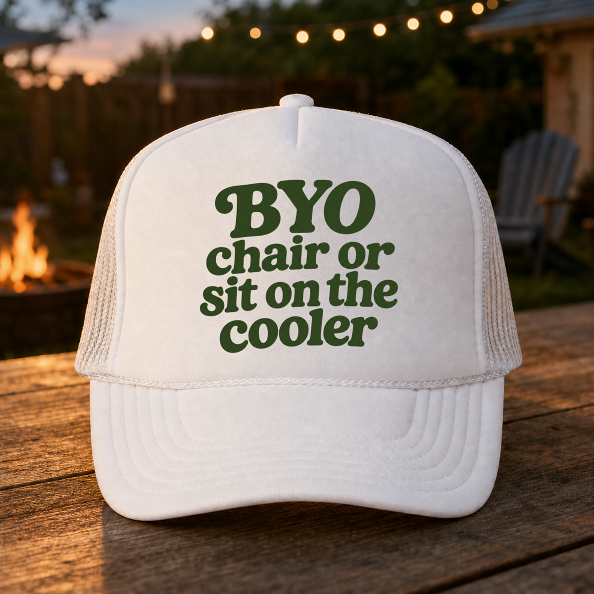 'BYO Chair Or Sit On The Cooler' Foam Trucker