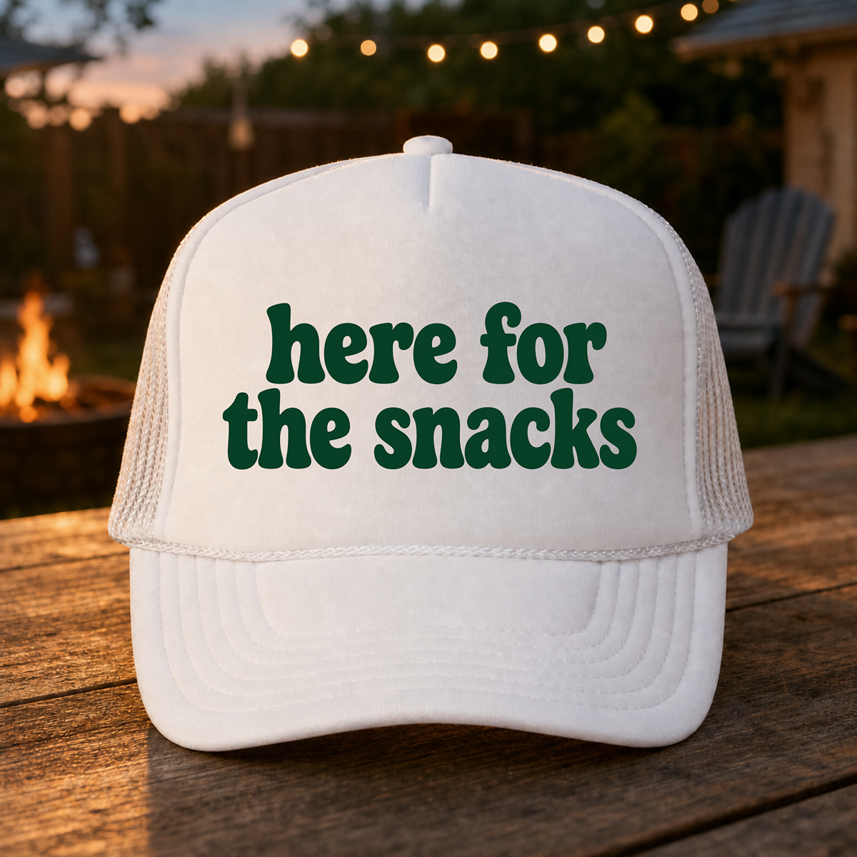 Here For The Snacks Foam Trucker