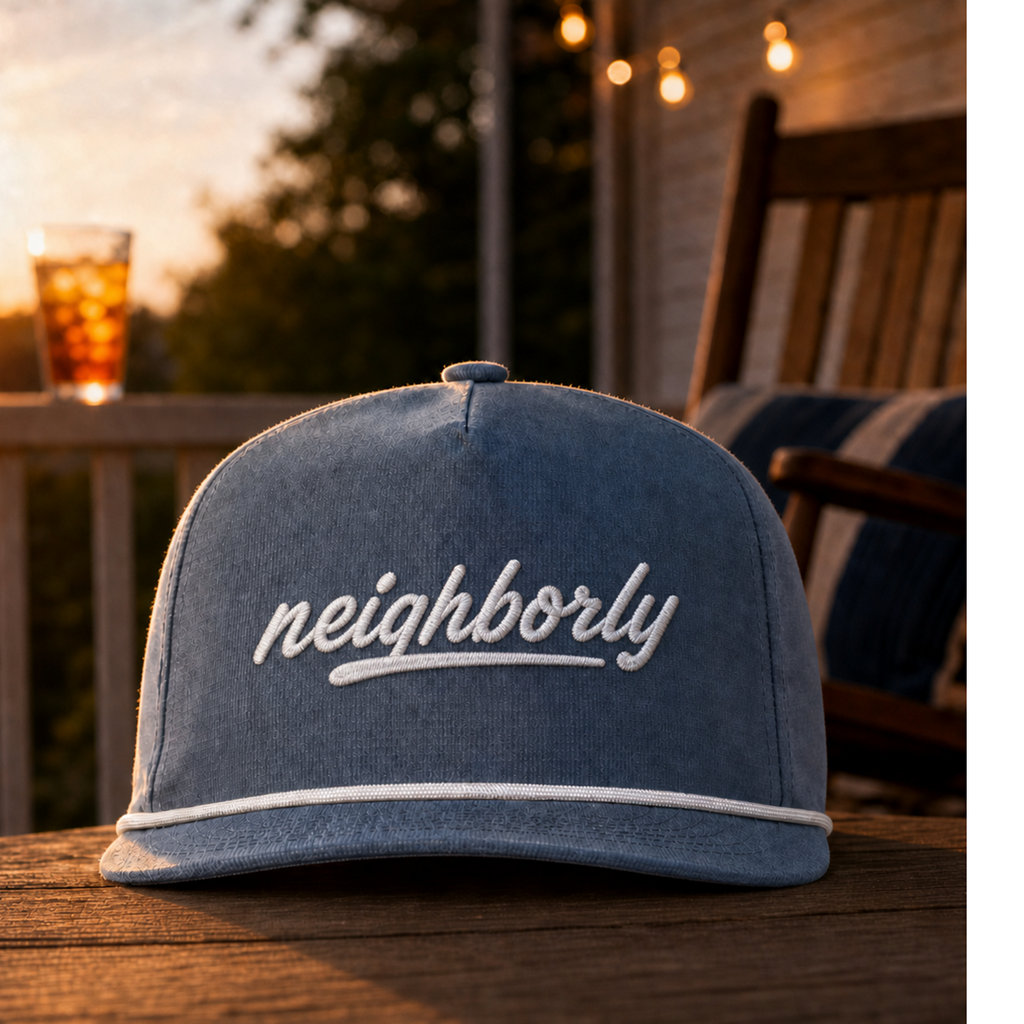 "Neighborly" Embroidered Rope Hat