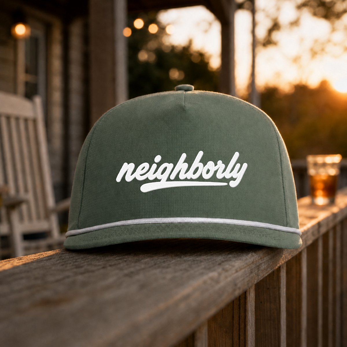 "Neighborly" Embroidered Rope Hat