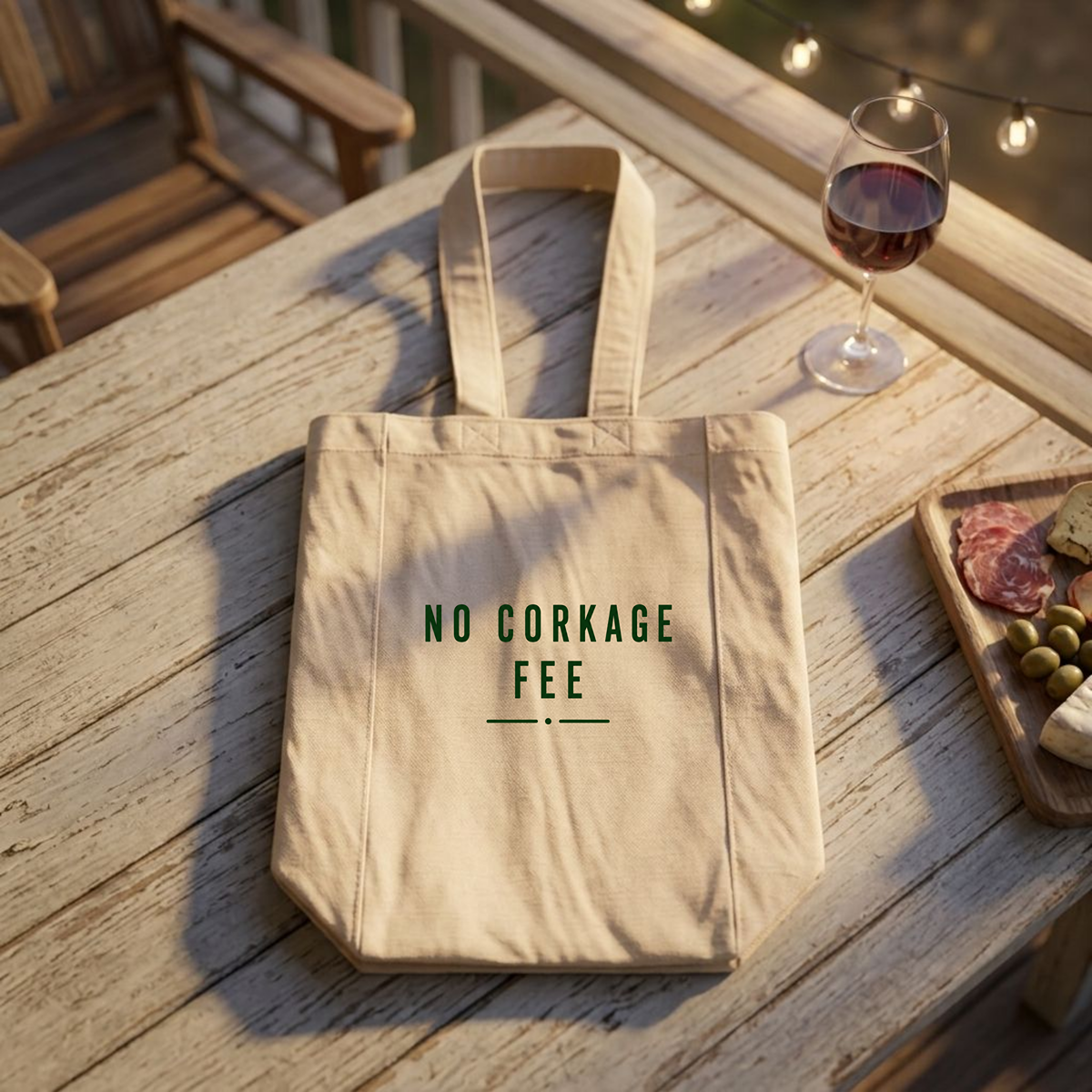 'No Corkage Fee' Double Bottle Wine Tote