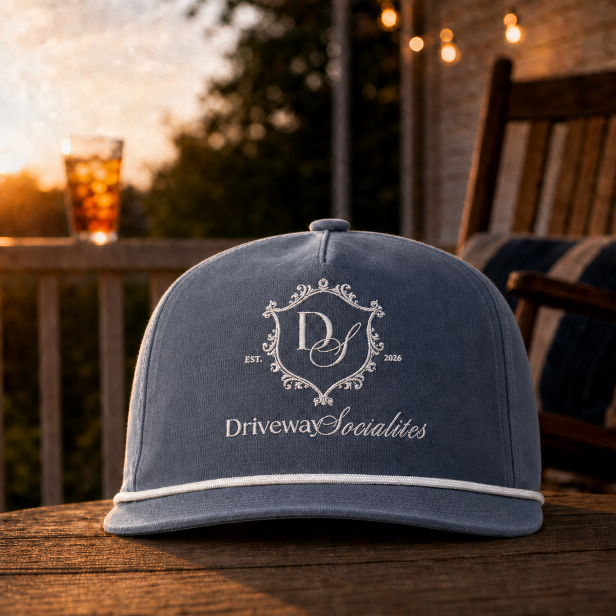 Driveway Socialites Embroidered Rope Hat